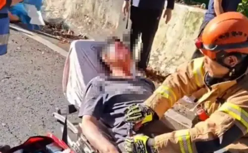 台南關子嶺賓士車墜8米深山坡　駕駛右眉撕裂濺血、自行脫困送醫
