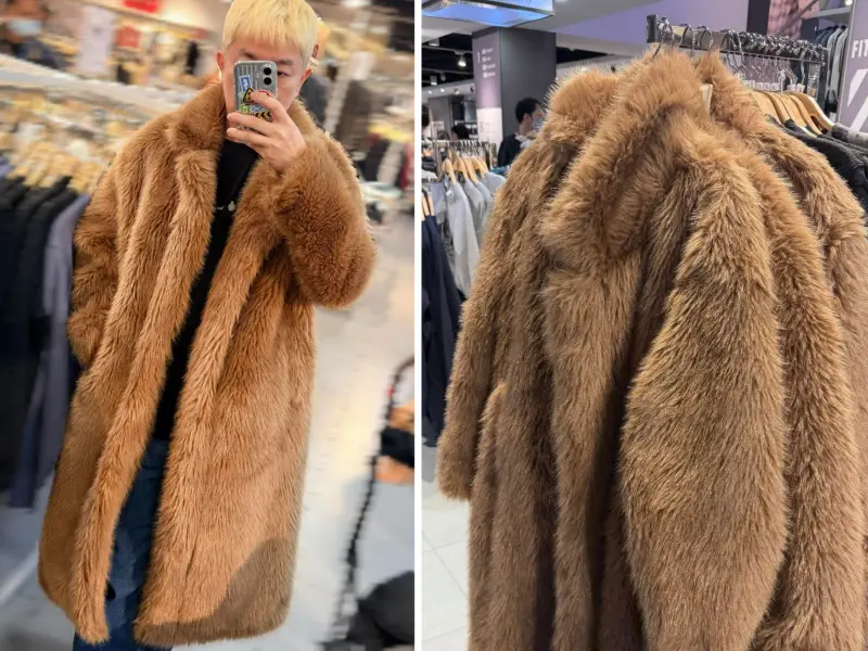 ▲UNIQLO無縫羽絨外套、海豹毛衣先讓位了！NET這款「長版大衣」突爆紅，連造型師李明川（圖左）也忍不住試穿。（圖／翻攝Threads）