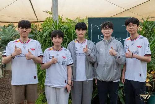 ▲T1在Guma離隊之後，陣容變為上路Doran、打野Oner、中路Faker、下路Peyz、輔助Keria。（圖／X@T1 LOL）