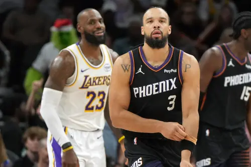 ▲NBA美國職籃（National Basketball Association）洛杉磯湖人為了補強側翼戰力，近期傳出有意向鳳凰城太陽交易來布魯克斯（Dillon Brooks），但對於太陽來說，他們本季表現超出外界預期，打出一定的競爭力，對此太陽老闆伊許比亞（Mat Ishbia）也直接喊話，無意在交易市場上放掉布魯克斯。（圖／美聯社／達志影像）