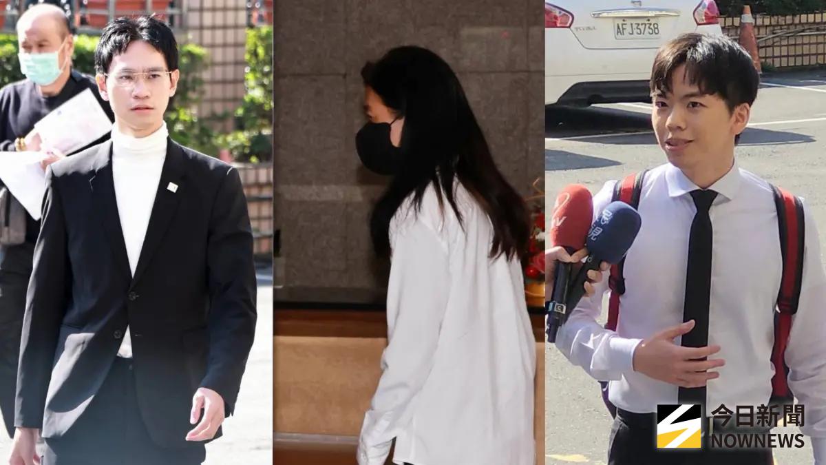 ▲家寧告媽媽今調解！Andy現身新北地院（左）、曾淑惠白襯衫、戴口罩現身（中）、家寧委託律師郭柏鴻到場（右）。（圖／記者吳翊緁攝）