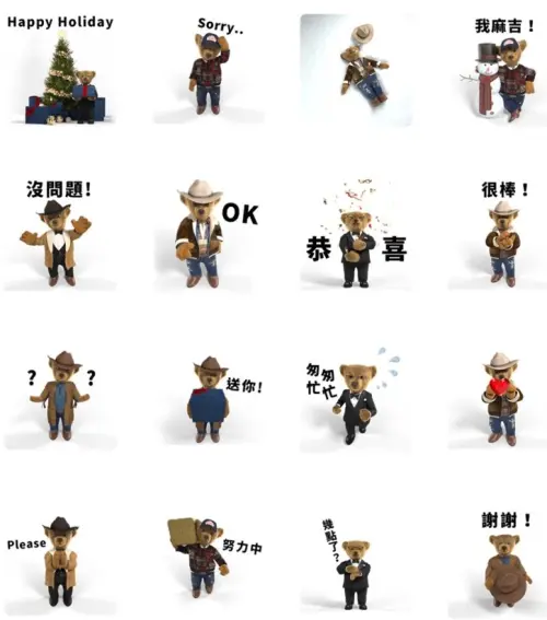 ▲LINE免費貼圖「Ralph Lauren Polo Bear Holiday 限定貼圖」。（圖／取自LINE）