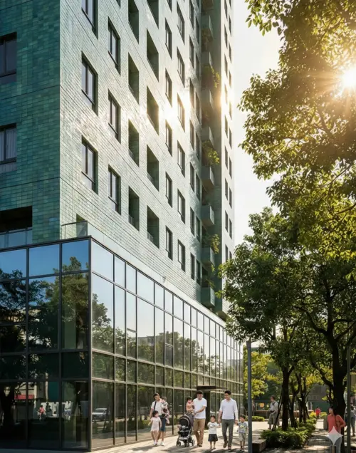 ▲建築設計採「風車式」量體配置，順應風廊引導氣流，增加通風採光面積。（圖／國家住都中心提供hurc.org.tw/）