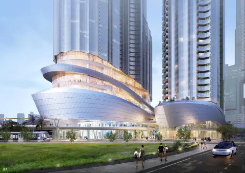 ▲鴻海「高雄亞灣鴻海旗艦總部」科技感滿滿。圖為 Y15 鴻海總部示意圖。（圖／高雄市政府捷運工程局提供mtbu.kcg.gov.tw）