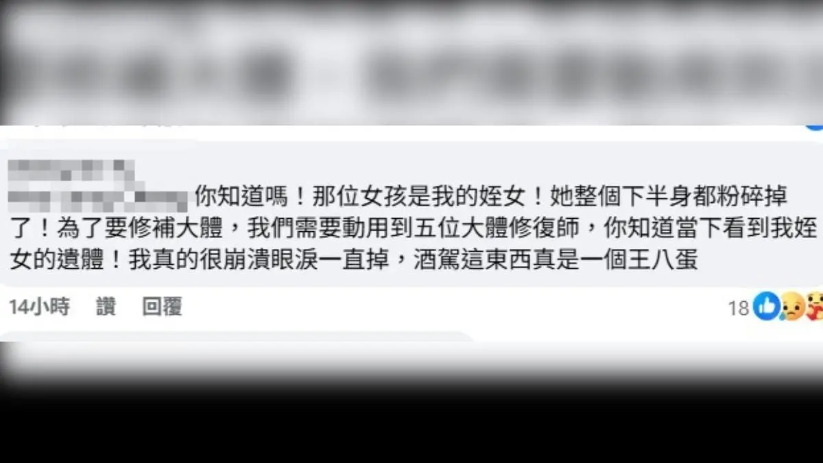 ▲死者舅舅在臉書悲痛留言。（圖／翻攝林依婷 Lin Yi-Ting臉書）