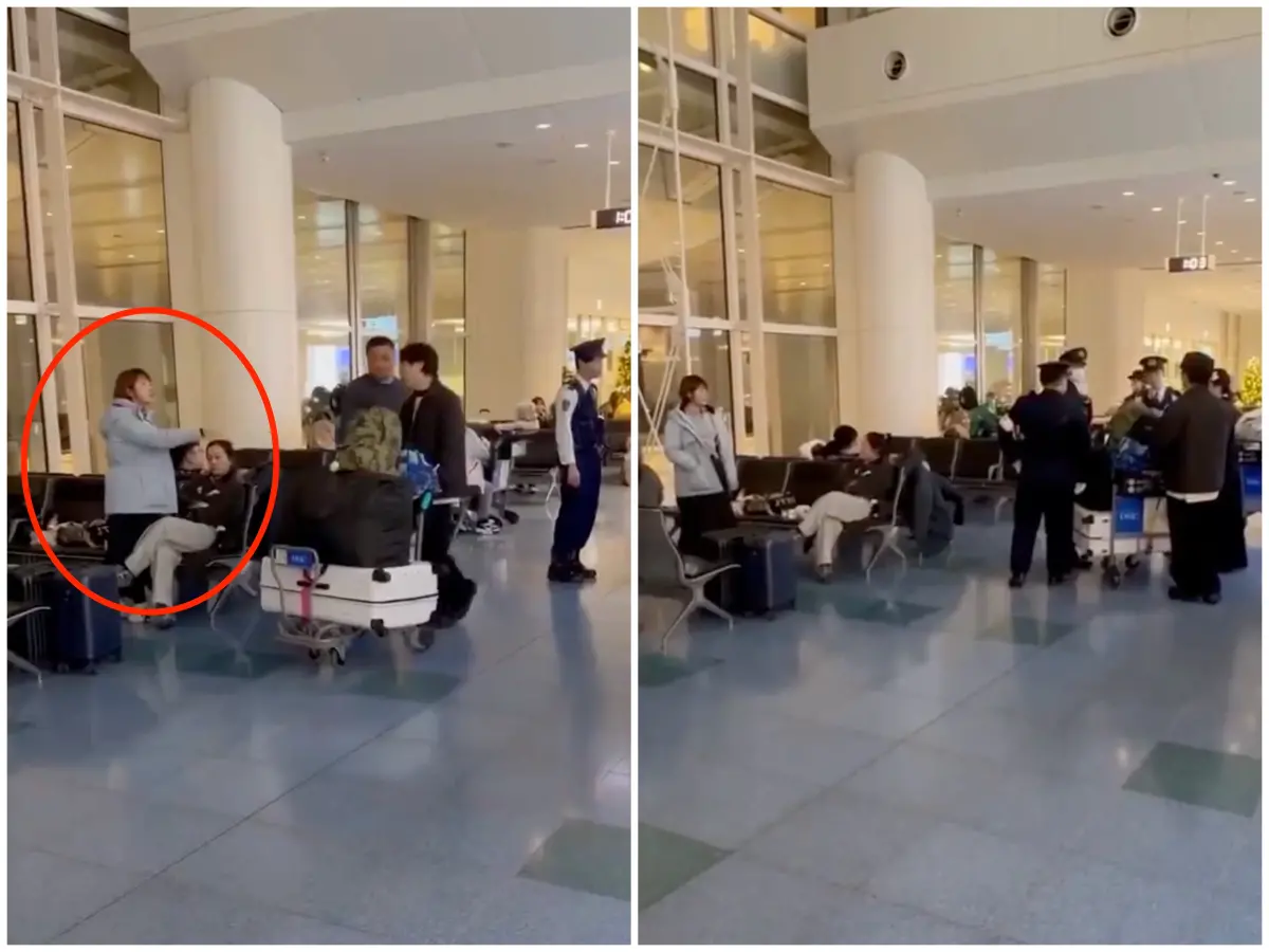 ▲東京羽田機場爆出爭議事件，幾位中國遊客不知何故與台灣遊客發生衝突，在過程中大喊「台灣是中國的」、「搞清楚再出國」，還驚動航警過來調解。（圖／翻攝自X）