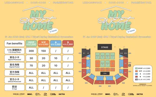 ▲李棟旭台北粉絲見面會門票價、福利表一覽。（圖／兩隻魚娛樂）
