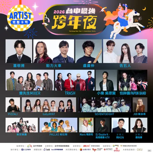 ▲「2026台中最強跨年夜」卡司曝光，12月31日晚間6時起將在水湳中央公園盛大登場。（圖／三立提供）