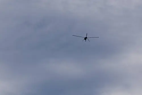 ▲Altius-600M攻擊型無人機於空中搜尋目標。（圖／國防部提供）