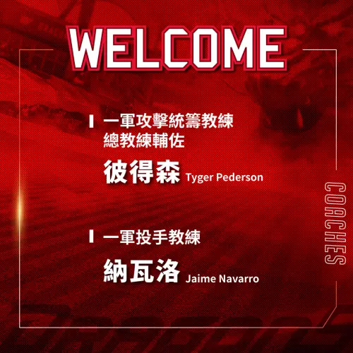 ▲味全龍2026年加入兩位外籍教練彼得森、納瓦洛來台指導。（圖／味全龍提供）