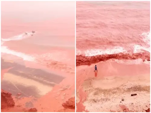 影／不是污染！伊朗荷姆茲島海水血紅一片　「紅色海灘」暴雨奇景
