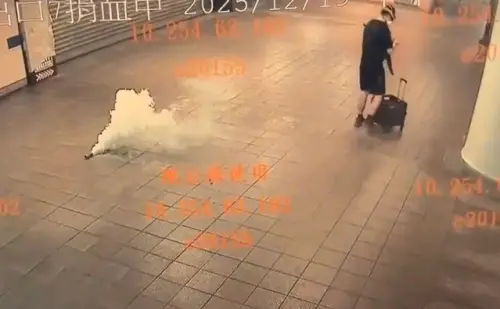 監視器直擊北車攻擊！嫌犯拖行李箱藏汽油彈、戴面具狂扔煙霧彈
