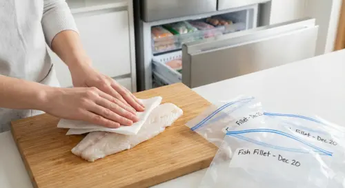 ▲譚敦慈建議，市場買回的魚類應先去除內臟與血合線，洗淨後務必用紙巾徹底吸乾水分，再密封分裝冷凍，才能確保新鮮與衛生。（圖／AI生成示意圖）