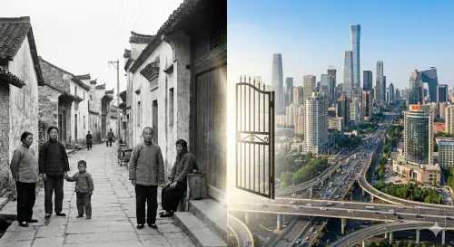 ▲中國改革開放的跨越。本圖以強烈的視覺對比，象徵 1978 年 12 月 22 日中共十一屆三中全會確立「改革開放」政策所帶來的歷史巨變。（圖／AI生成示意圖）