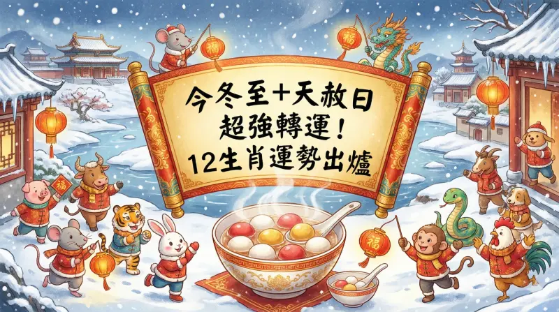 今冬至+天赦日「超強轉運」！12生肖運勢排行出爐　5生肖翻盤旺了