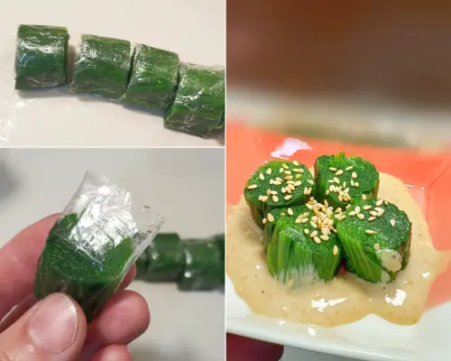 ▲原PO分享涼拌菠菜擺盤方式。（圖／Threads@paul.tseng授權提供）