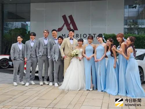 ▲王齊麟、陳詩媛伴郎伴娘團曝光。（圖／記者吳翊緁攝影）