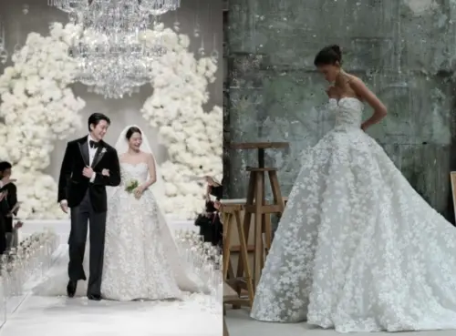 ▲申敏兒的婚紗品牌為Elie Saab，是Elie Saab 2026年春季新娘系列。（圖／Elie Saab官網）