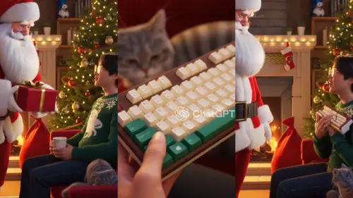 ▲ChatGPT聖誕節彩蛋影片長度大約13秒，細部還是能看出明顯AI錯誤。（圖／記者潘毅翻攝）