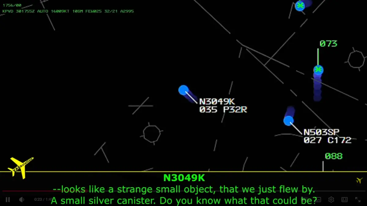 ▲美國一名飛行員在羅德島上空，向塔台回報疑似目擊UFO，看到一個靜止在空中的銀色罐子。（圖／翻攝自Youtube／VASAviation -）