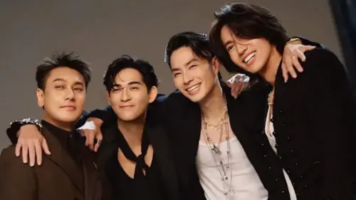 ▲朱孝天（左一）稱F4之間已經很久沒聯絡，周渝民（左二）則說只要他上新聞，第一時間都會收到言承旭（右一）、吳建豪的慰問。（圖／朱孝天IG）