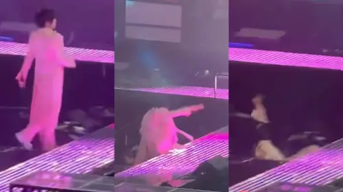 ▲阿信在上海演唱會最終場不慎摔下舞台，吳建豪衝上前關心。（圖／翻攝自微博）