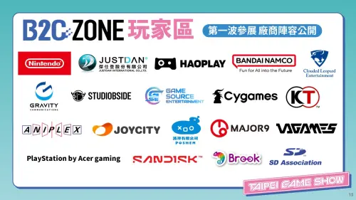 ▲台北國際電玩展首波參展廠商公開，任天堂、傑仕登、萬代南夢宮、光榮特庫摩今年持續參與。（圖／TGS提供）