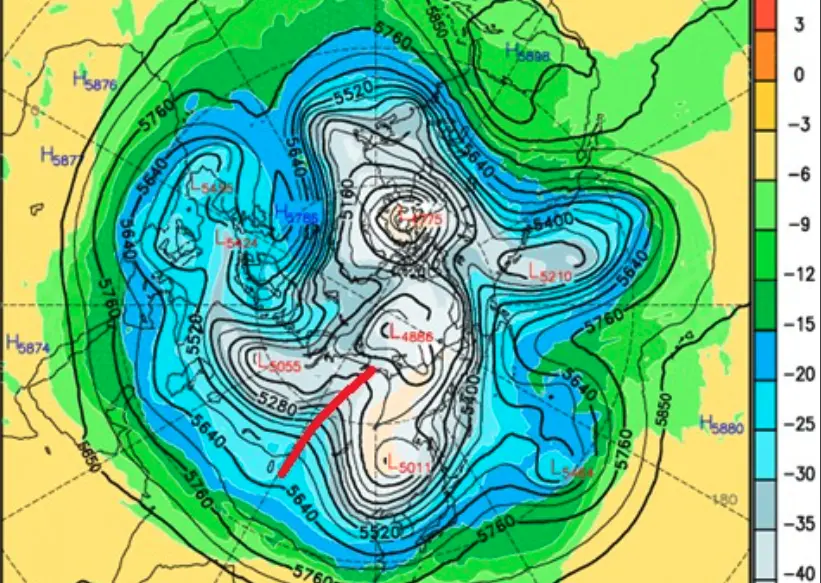 ▲前氣象局長鄭明典表示，近期台灣受「雙阻塞」大氣型態影響，冷空氣一波接著一波，同時貝加爾湖脊場東側偏北風將冷空氣一路向南輸送，方向正好指向台灣，顯示台灣冬季容易出現寒潮。（圖／翻攝自鄭明典臉書）
