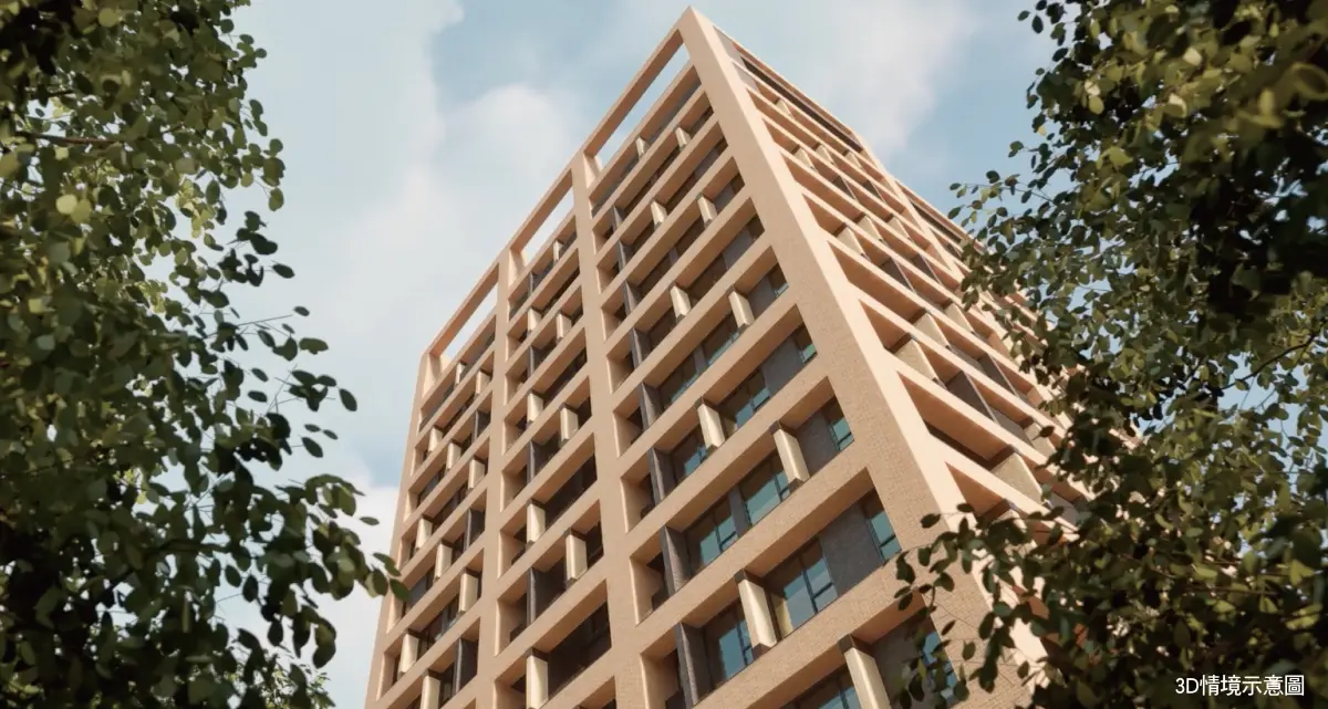 ▲日式精緻建築品牌東騰機構，土城運校重劃區新案「迴東騰」，以溫潤的訂製陶磚立面貼合城市底蘊。（圖／業者提供）