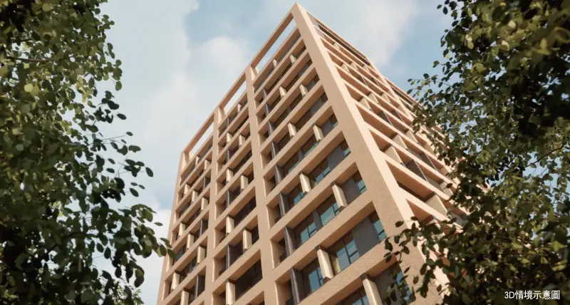 ▲日式精緻建築品牌東騰機構，土城運校重劃區新案「迴東騰」，以溫潤的訂製陶磚立面貼合城市底蘊。（圖／業者提供）