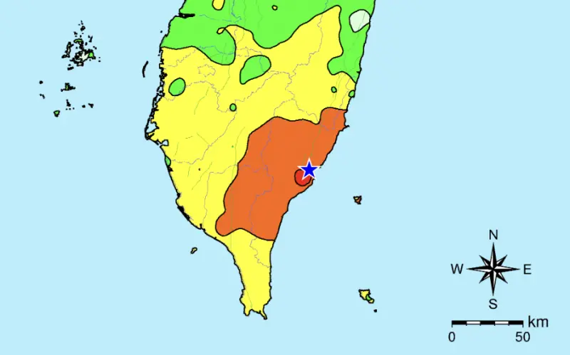 ▲今（24）日傍晚5時47分，台東縣卑南鄉發生芮氏規模6.1地震，17縣市發布國家級警報。（圖／中央氣象署cwa.gov.tw）