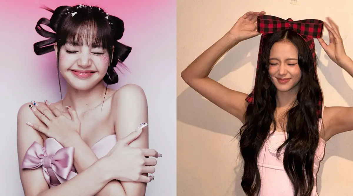 ▲BLACKPINK成員LISA、JISOO（右）化身粉紅女郎祝粉絲聖誕節快樂。（圖／IG@lalalalisa_m、sooyaaa__）