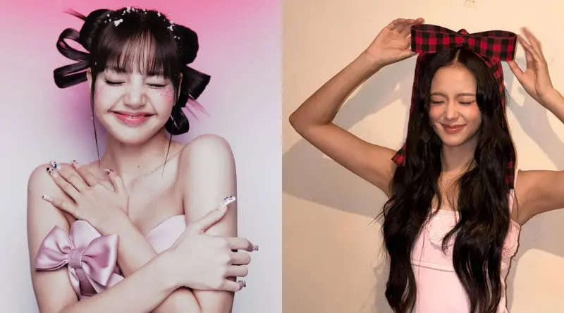 ▲BLACKPINK成員LISA、JISOO（右）化身粉紅女郎祝粉絲聖誕節快樂。（圖／IG@lalalalisa_m、sooyaaa__）