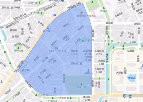 ▲台中市南區12月26日停水影響範圍。（圖／台灣自來水公司water.gov.tw/）