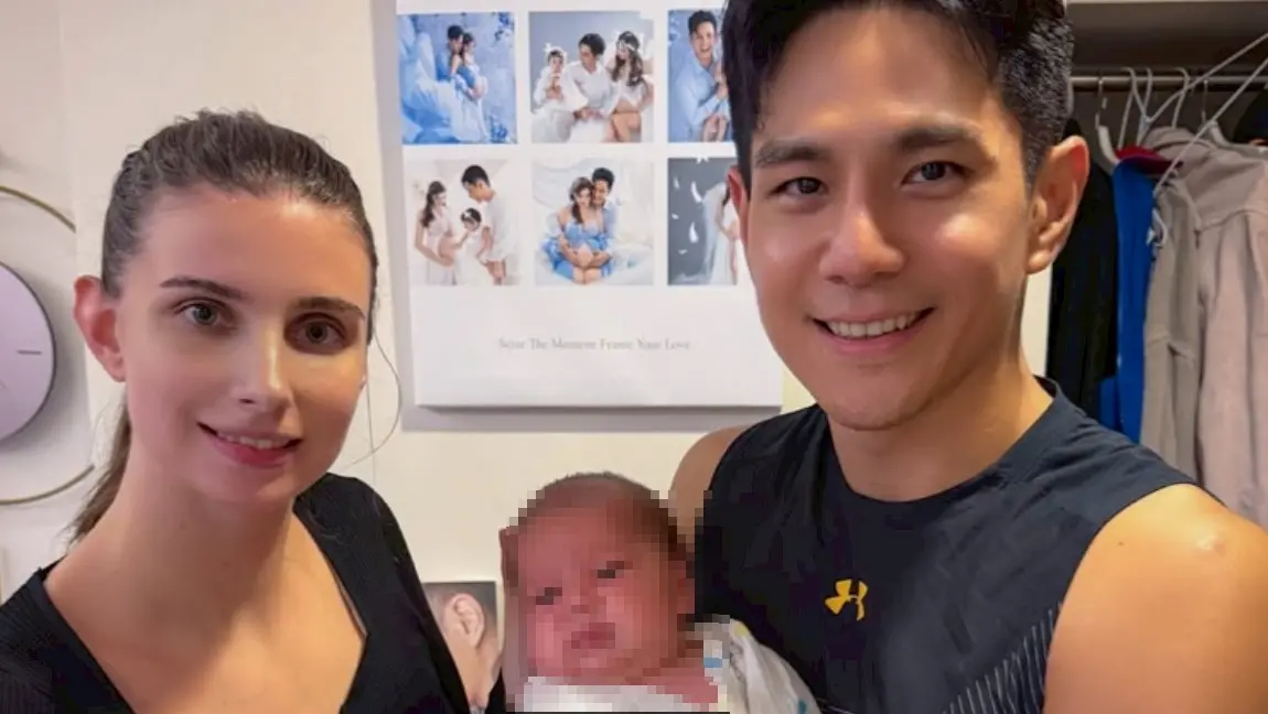 ▲馬來西亞男星祖雄（右）與烏克蘭名模佳娜（左）今年11月迎來二寶兒子「季季」，近日快2個月大的他受感冒、流鼻水及腸絞痛苦楚，祖雄、佳娜身心俱疲，發文感謝道：「健保卡，是我們最安心的靠山。」（圖／翻攝自祖雄IG）