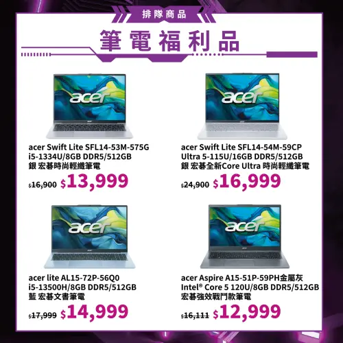 ▲萬元初頭的輕薄、效能筆電，從Core i5、Core Ultra平台到金屬機身設計，涵蓋學生族群、文書族與日常娛樂使用者。（圖／欣亞數位）