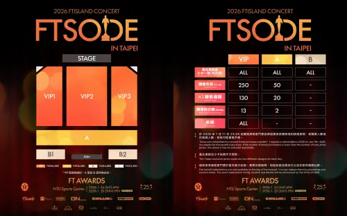 ▲FTISLAND台北演唱會票價+座位圖、福利表。（圖／希林國際Chillin International）