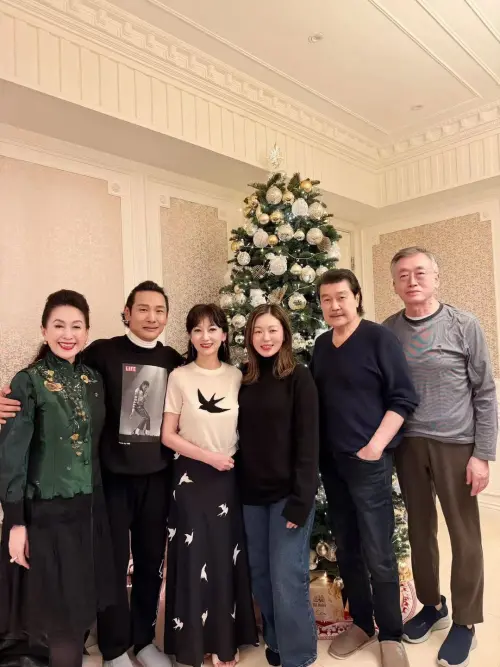 ▲趙雅芝（左三）和杜德偉（左二）、王玉環（左一）等友人聚會歡度聖誕，黃錦燊（右二）在大合照時跟她中間永遠卡著別人，就沒站在一起。（圖／摘自 IG@agassiwang)