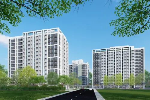 ▲「福清安居」計畫興建5棟地上 14 層、地下 2 層建築。圖為完工模擬畫面。（圖／國家住都中心提供hurc.org.tw）