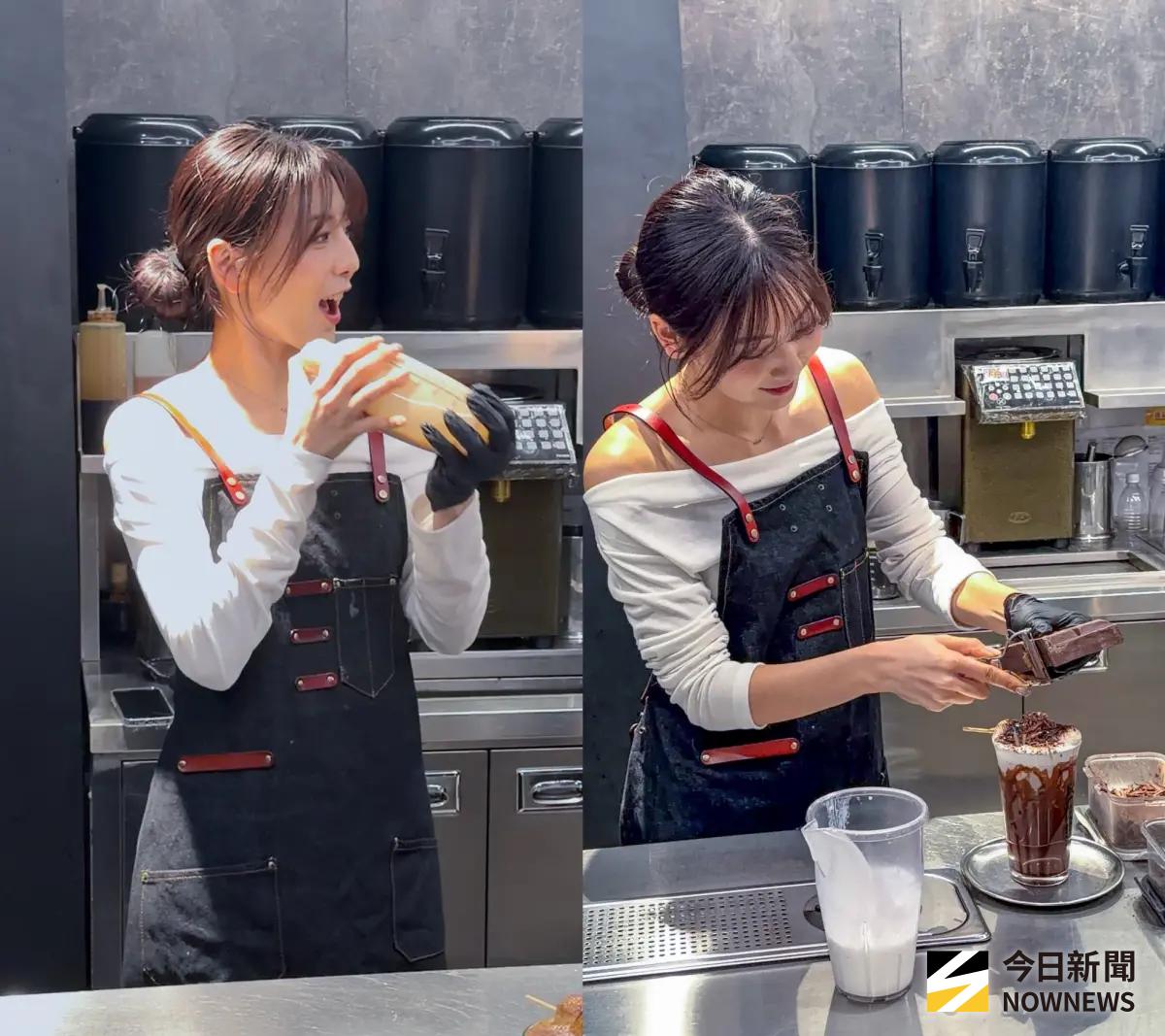 ▲睦那京今（26）日現身台北咖啡店擔任一日店長體驗台灣手搖飲文化，活動未開始就湧現排隊人潮，有讀者向《NOWNEWS今日新聞》記者透露前一晚就頂著10度低溫夜排，只為一睹女神風采。（圖／記者張一笙攝）