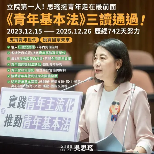 青年基本法三讀！她酸藍白攬功：不做功課撿現成割稻尾
