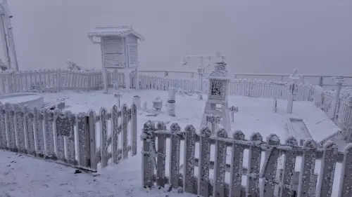 ▲玉山清晨降雪，約清晨6點前雪停，目前雖未繼續降雪，不過積雪深達1.5公分。（圖／中央氣象署cwa.gov.tw）