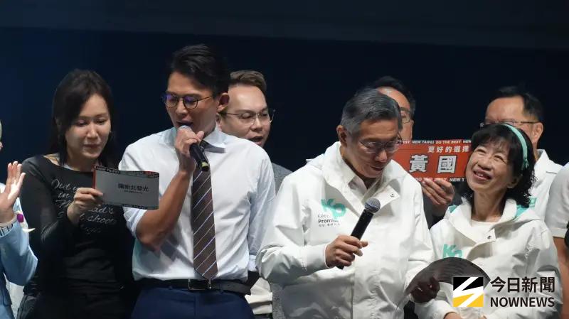    ▲民眾黨新北舉辦「為新北應援× DO THE BEST」活動，黃國昌的妻子高翔（左起）、黃國昌、柯文哲、柯文哲的陳佩琪出席。（圖／記者呂炯昌攝，2025.12.27）  