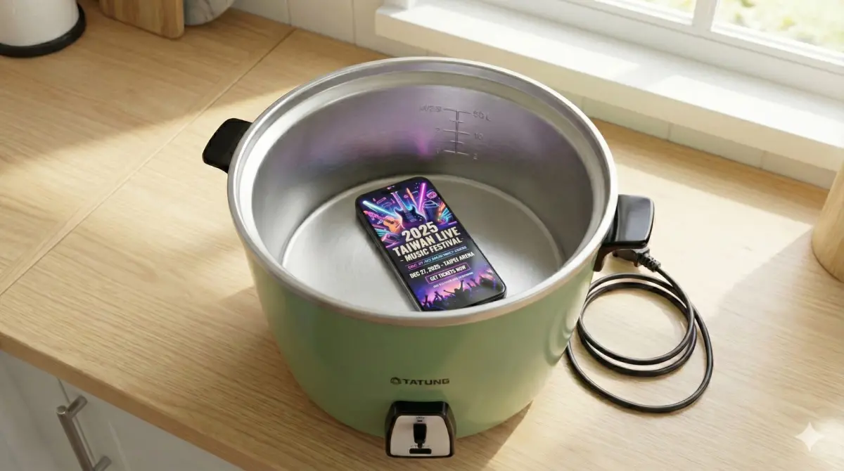 ▲網路近日瘋傳「電鍋搶票法」，有網友實測將手機放入電鍋內鍋操作，3分鐘內成功進入購票流程並順利買到票，引發熱議。（示意圖／AI生成）