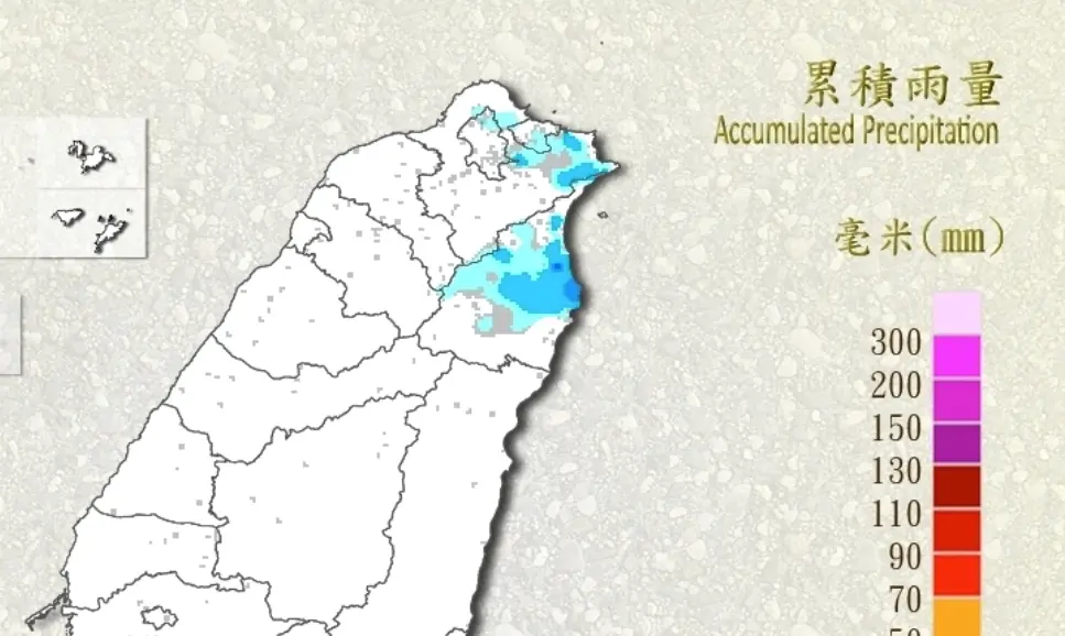 ▲昨天深夜宜蘭7.0強震之後，各地雨量計突然出現許多斑點，「地震雨」話題引發討論。（圖/中央氣象署cwa.gov.tw）