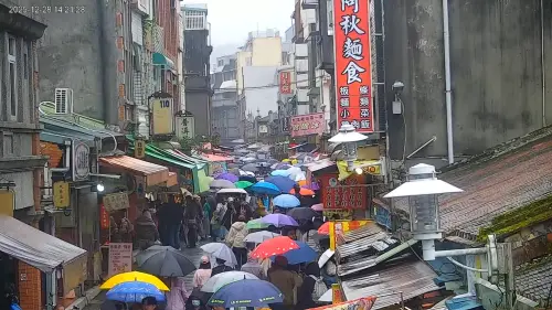 ▲今（28）日桃園天氣陰雨綿綿，老街現場依舊湧入大批遊客。（圖／桃園市政府風景區管理處）