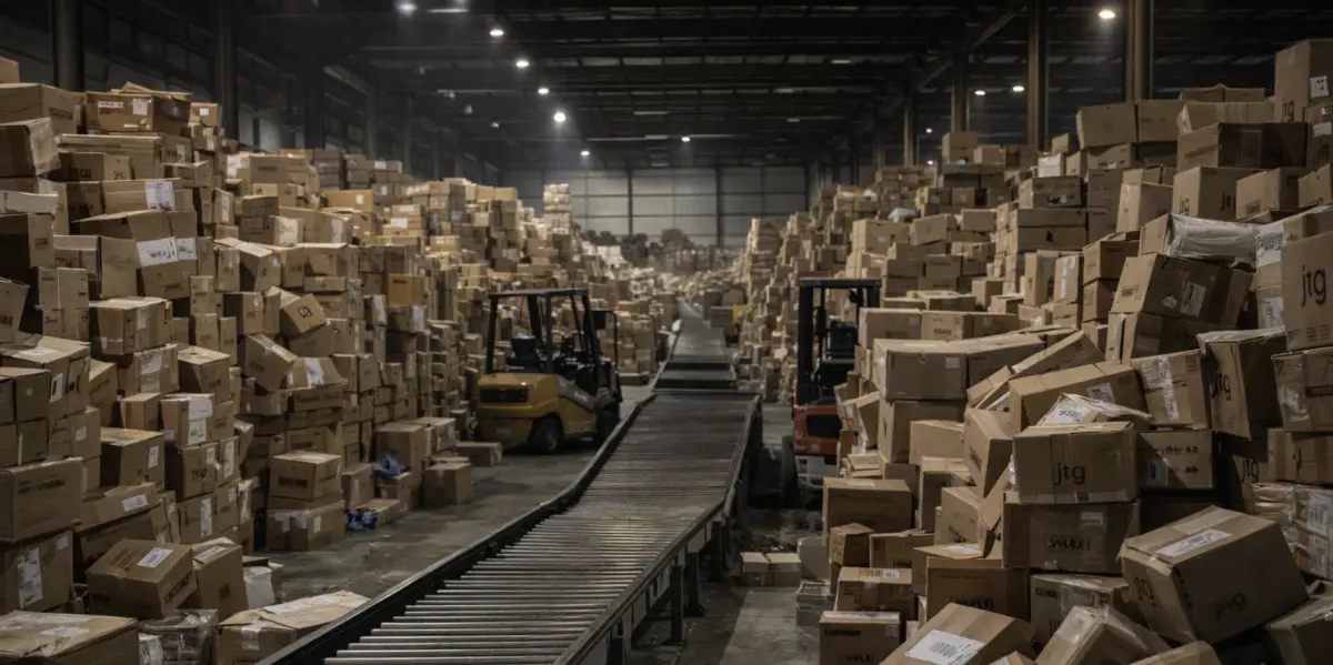 ▲泰國也拉府一處物流倉庫因人力大量流失，包裹堆積如山，配送作業幾近停擺，引發消費者不滿。（圖／翻攝自The Thaiger）