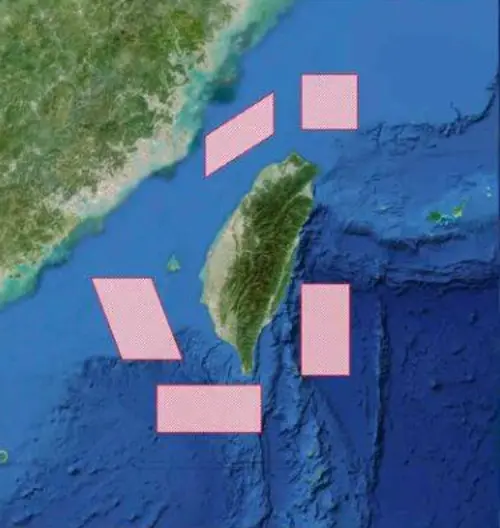Zones delineated by the PLA for “Justice Mission 2025” (PLA Eastern Theater Command Weibo)