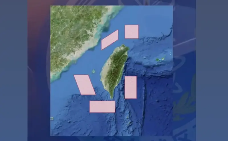 ▲共軍公布此次對台軍演區域。（圖／翻攝自東部戰區）