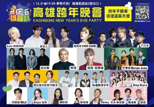 ▲高雄夢時代跨年晚會眾星雲集！水彈女王權恩妃壓軸、LuLu陳漢典新婚在台上將合體演出。（圖/高雄市政府提供）